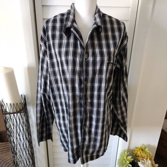 Polo Ralph Lauren men's plaid button-front long sleeve pajama‎ top Sz M - Picture 1 of 8
